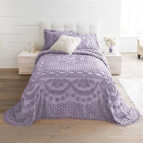 BrylaneHome Georgia Chenille Bedspread - Full, Lavender Gray Purple ...