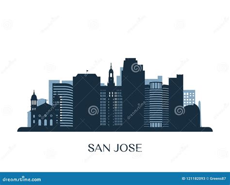 San Jose Skyline Silhouette. Vector Illustration | CartoonDealer.com ...