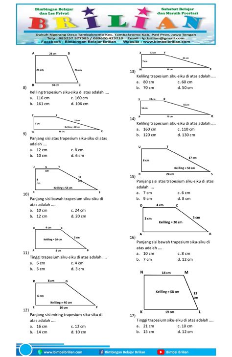 Kumpulan Soal Keliling Trapesium Siku-Siku dan Jawabannya – Bimbel Brilian