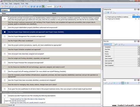 Project Readiness checklist - To Do List, Organizer, Checklist, PIM ...