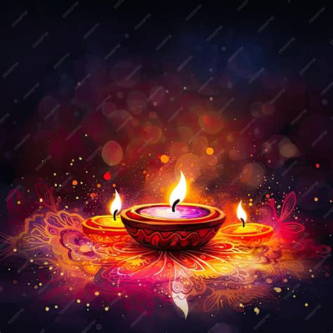 Premium Photo | Candle watercolor illustration on dark for Diwali holiday