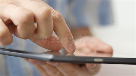 Man Hand Touching Screen on Modern Digital Tablet Pc Stock Image - Image of phone, finger: 140101337