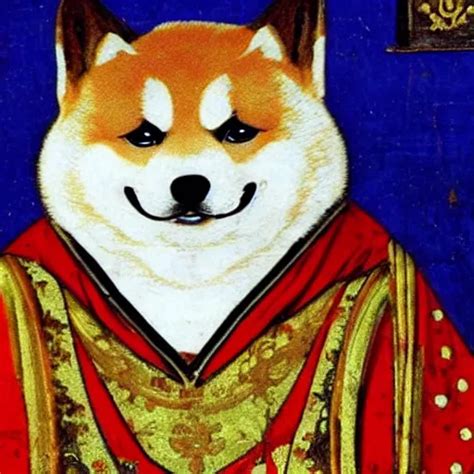 fat shiba inu dog prince in ornate robes with a cheeky | Stable ...