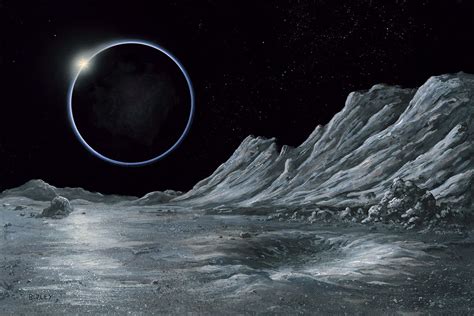 #Space #Art: the icy surface of #Charon is bathed in sunlight, almo ...