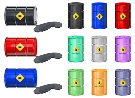 Oil barrel vector design illustration set isolated on white background ...