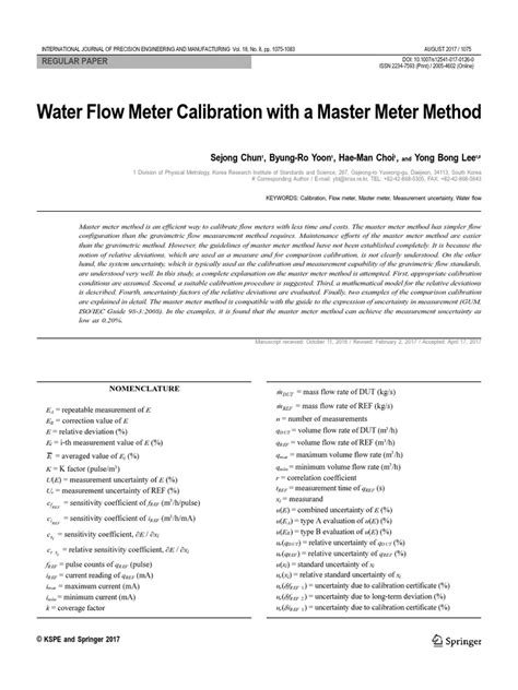 Water Flow Meter Calibration With A Master Meter Method | PDF ...