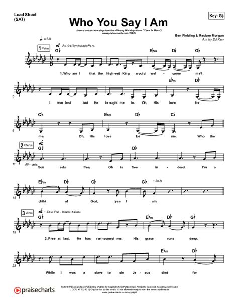 Who You Say I Am (Live Acoustic) Sheet Music PDF (Hillsong Worship ...