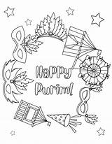 Purim Coloring Pages Printables Jewish  sketch template