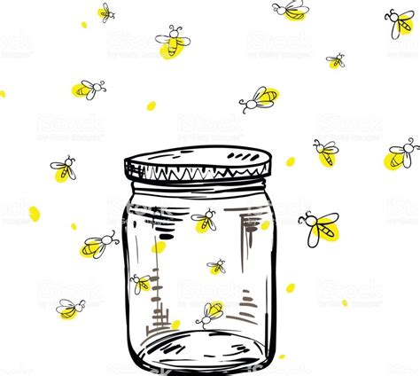 fireflies flying around the jar in hand drawing | Dessins sur les mains ...