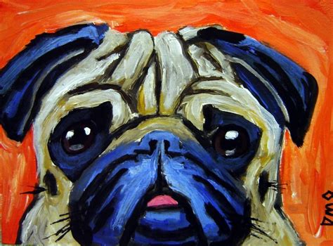 Pug Dog original painting Acrylic Pet wallart Abstract Art D.Oberling #Abstract | Painting, Art ...