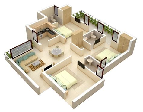 50 Three “3” Bedroom Apartment/House Plans | Architecture & Design