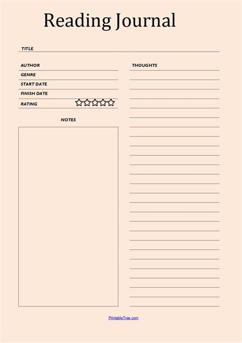 Stationery Reading Log Printable Book Review Template Books to Read ...