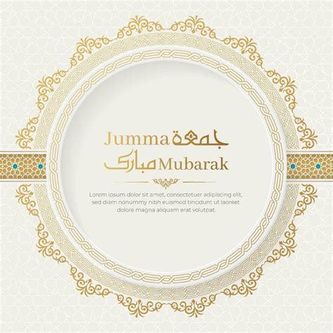 Jumma Mubarak Islamic greeting card with Arabic style pattern and border 25360179 Vector Art at ...