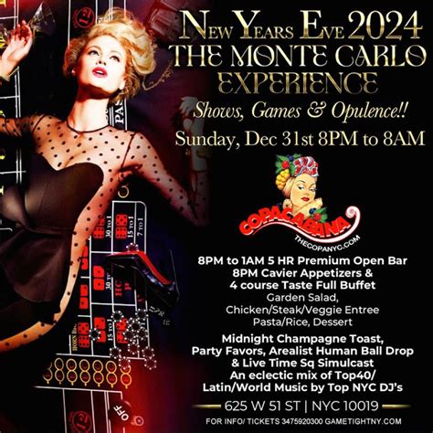 Copacabana NYC New Years Eve Monte Carlo party Experience 2024 Tickets | Copacabana Nyc, New ...