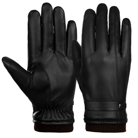 Vbiger - Men Leather Gloves, Vbiger Warm Winter Gloves Anti-slip Touch ...