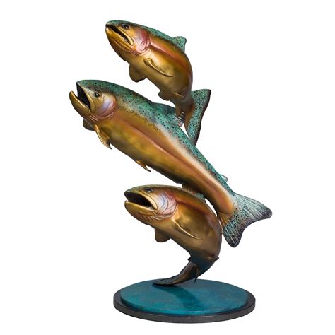 Bronze Rainbow Trout Sculpture - Caswell Sculpture