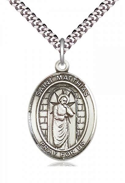 Pewter St. Matthias the Apostle Patron Saint Necklace