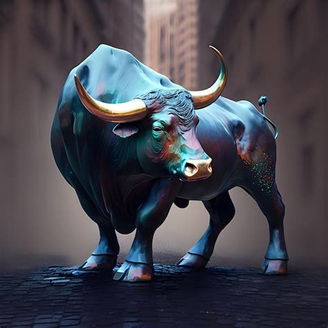 Premium Photo | Charging Bull, Wall street bull market art illustration ...