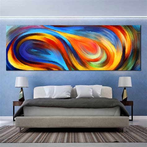 Rainbow Colors Panoramic Wall Art , 1 Piece Home Wall Décor Colorful ...