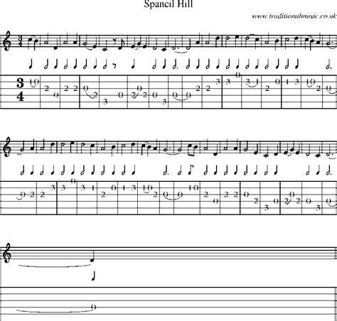 Guitar Tab and sheet music for Spancil Hill