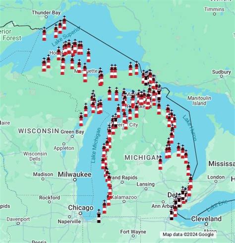 Printable Michigan Lighthouse Map - Printable Word Searches