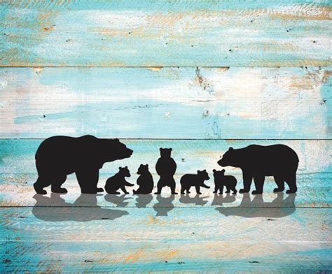 Mama Bear Papa Bear SVG Five Cubs Silhouette SVG Clipart Iron | Etsy