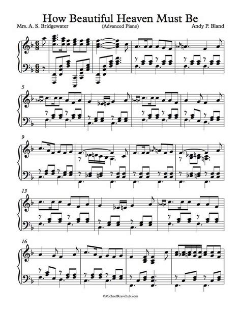 Free Piano Arrangement Sheet Music – How Beautiful Heaven Must Be – Michael Kravchuk