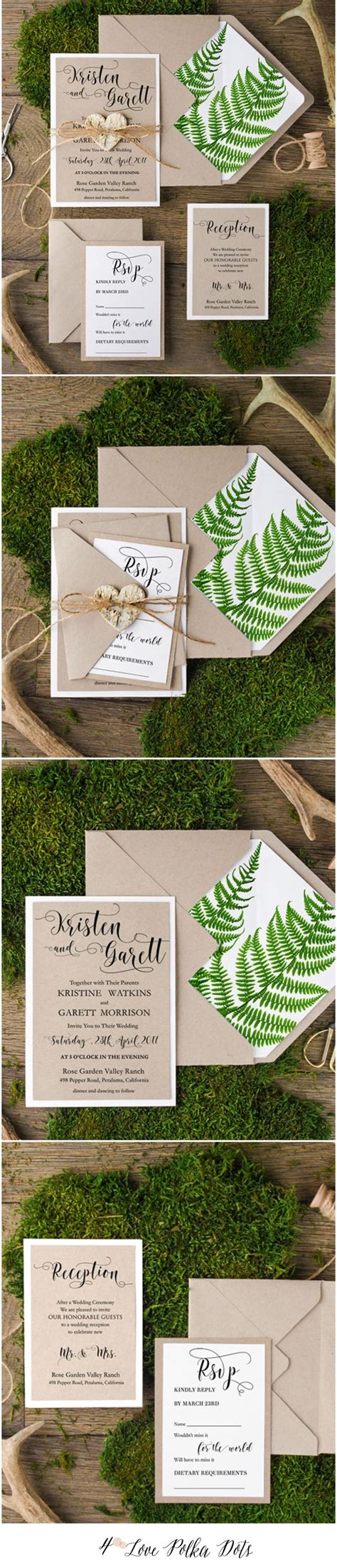 Rustic Wedding Invitations Forest Invites Personalized Fern Stationery | Wedding party invites ...