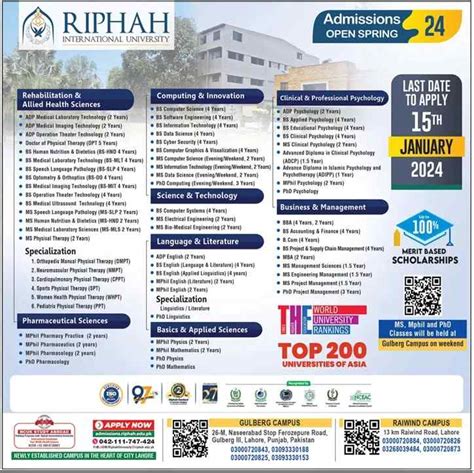 Riphah University Lahore Admission 2024 Apply Online