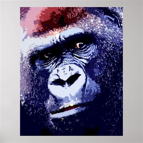 Gorilla Face Pop Art Poster Print. Gorilla Posters | Zazzle.com