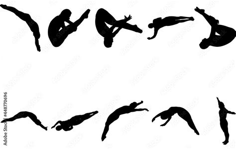 Woman Diving silhouette vector Stock Vector | Adobe Stock