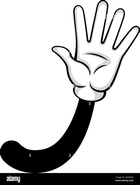 Wave hand cartoon, black white clip art. Vector sketching greeting ...