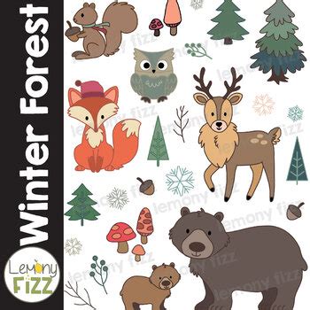 Winter Forest Animals Clip Art by Lemony Fizz | TPT