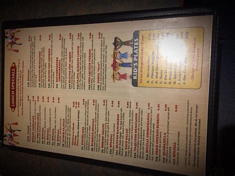 Menu at La Pinata restaurant, Kalamazoo