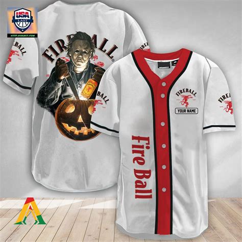 Michael Myers Fireball Cinnamon Custom Name Baseball Jersey - USALast