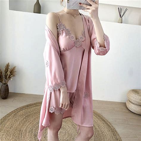 The Lace 3 Piece Pajama Set With Robe For Women — Original Pajamas