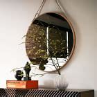 Modern Hanging Round Wall Mirror w/ Leather Strap | West Elm