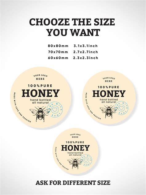 Honey Label Design, Customizable Honey Sticker, Custom Honey Label ...