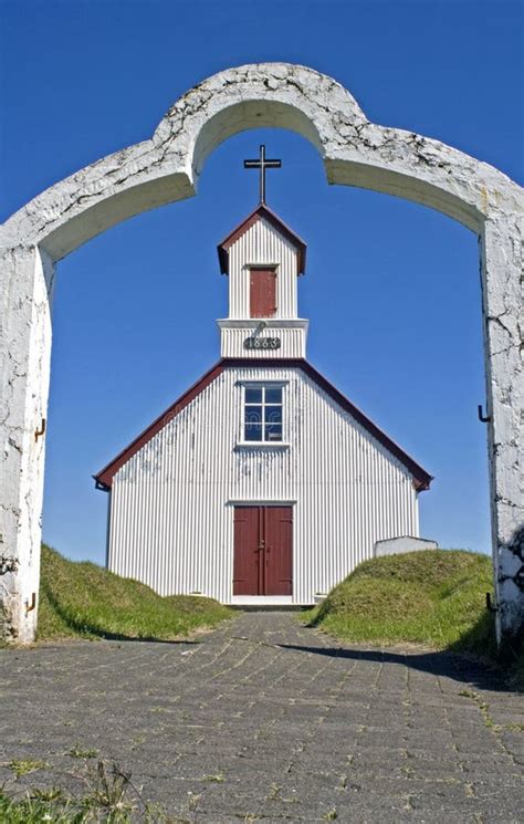 Church on Iceland stock photo. Image of gate, cross, eldhraum - 3521146