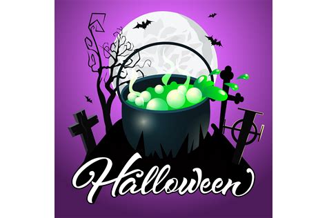 Halloween Lettering. Cauldron with Green Graphic by pch.vector ...