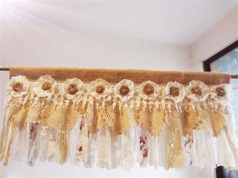 Rustic Romantic Kitchen Valance Burlap Lace Decor Kitchen - Etsy