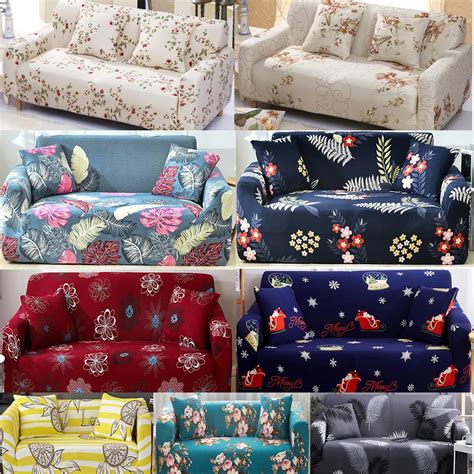 1/ 2/ 3/ 4 SEATER SOFA COVERS - Elastic Floral Loveseat Lounge Recliner Armchair Couch Settee ...