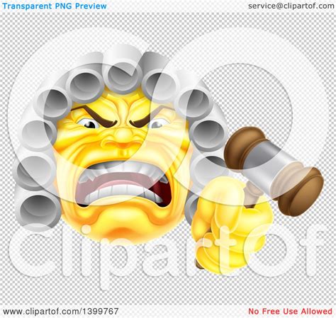 Clipart of a Yellow Angry Judge Holding a Gavel Emoji Emoticon Smiley - Royalty Free Vector ...