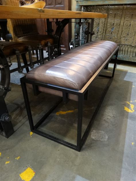 Leather Bench with Metal Frame Purple - Rare Finds Warehouse