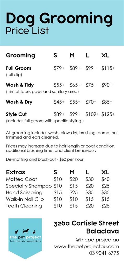 Dog Grooming Price List Template