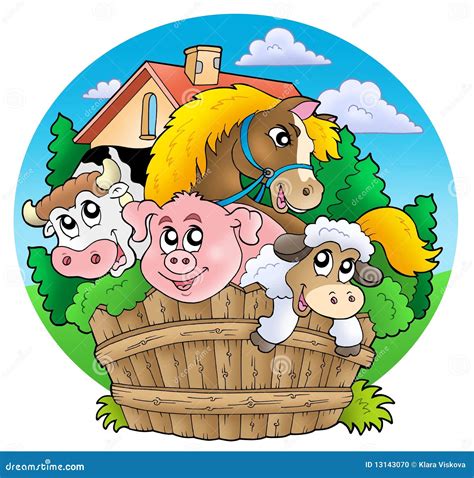 Group of country animals stock illustration. Illustration of mammal ...