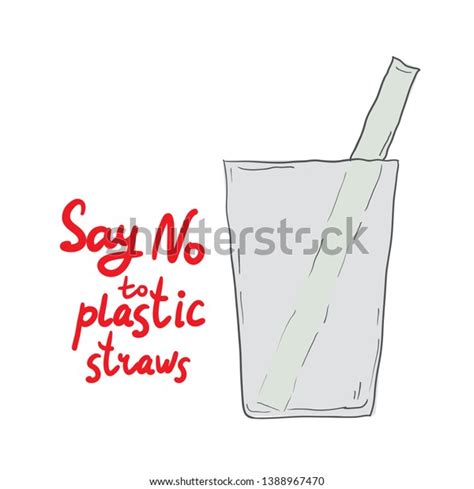 Say No Plastic Straws Red Text Stock Vector (Royalty Free) 1388967470 | Shutterstock