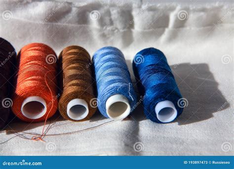 Spools with sewing thread stock image. Image of cotton - 193897473