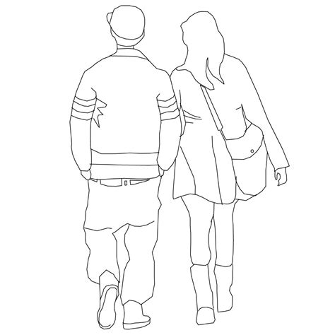 Pair walking away II | Line art drawings, Drawing people, Easy drawings