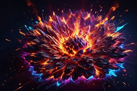 Premium AI Image | Neon Colorful Fire Explosion Neon Fire Background ...